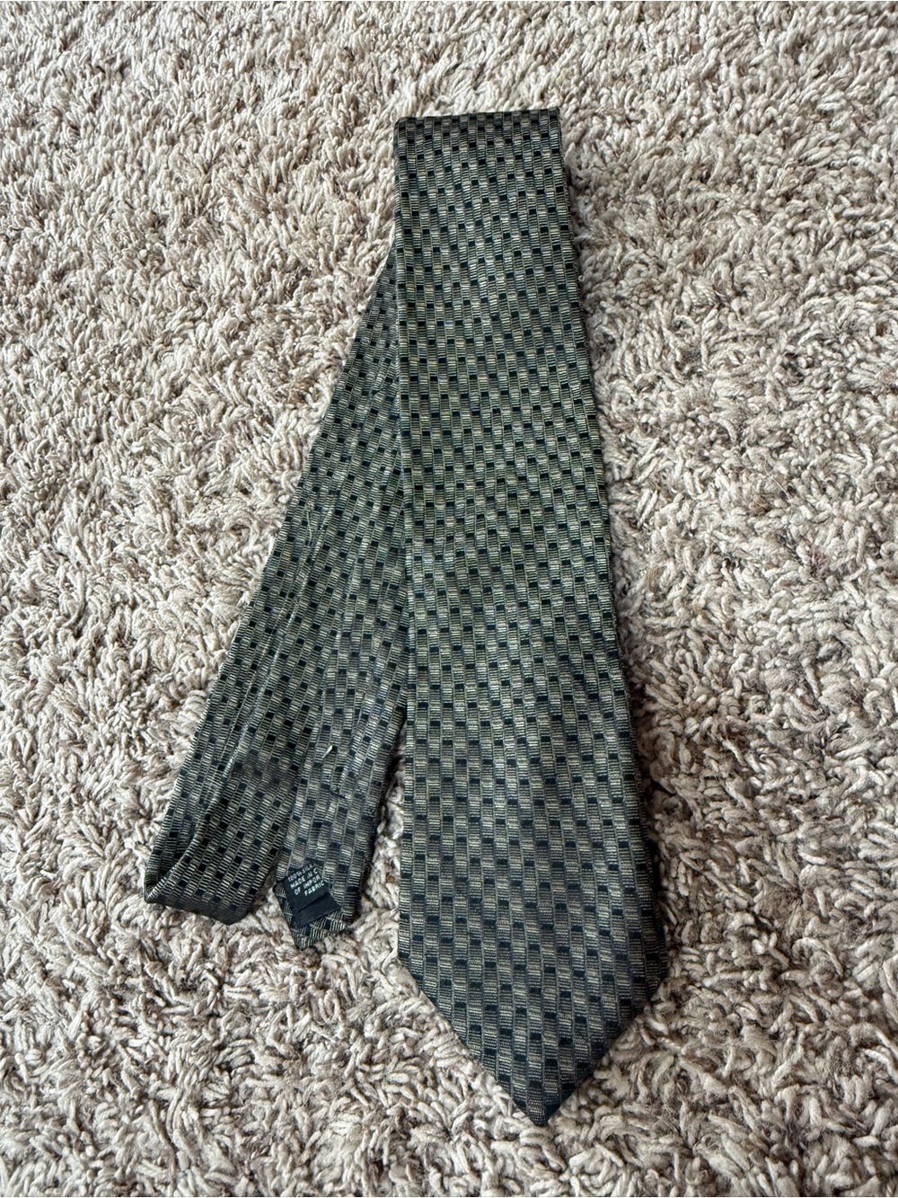 DKNY Men's Check Pattern Tie in Brown and Black